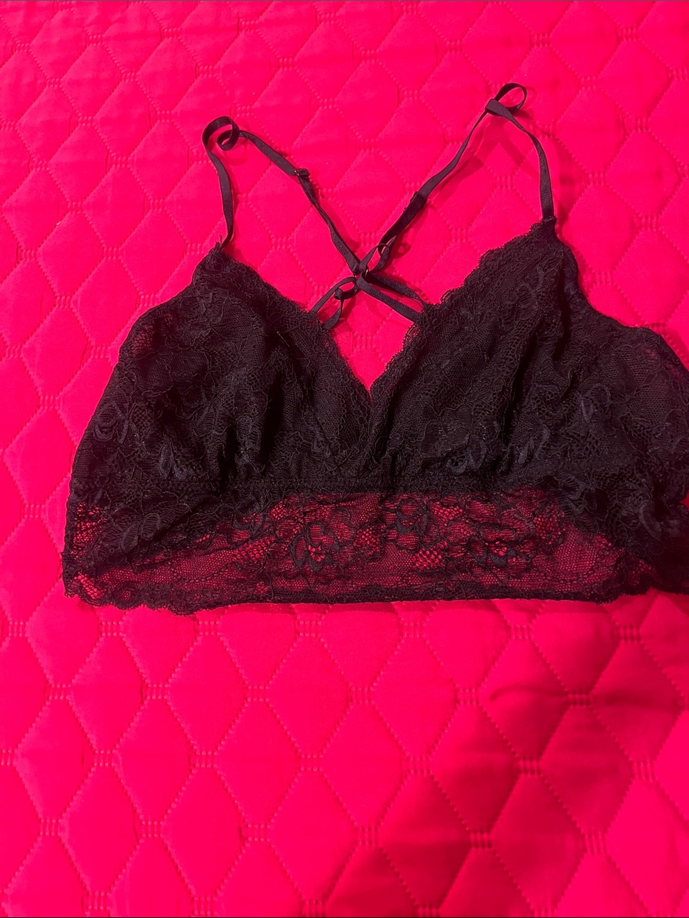 Wishlist Black Lace Bralette with Strappy Back